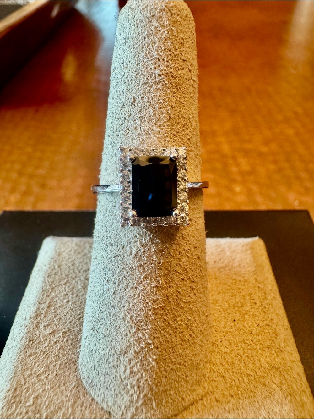 Elegant Silver Ring with Black Onyx Emerald-Cut Center Stone